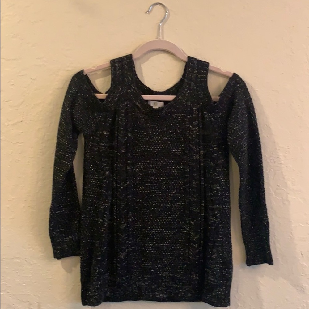 Off Shoulder Long Sleeved black & gold sweater